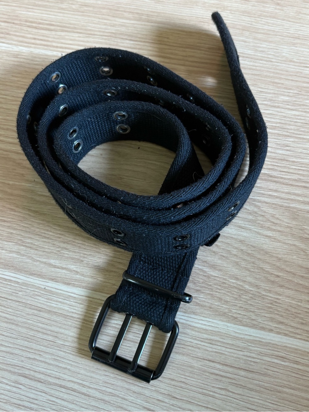 Torrid Black Canvas Belt with Double-Prong Buckle and Rivets